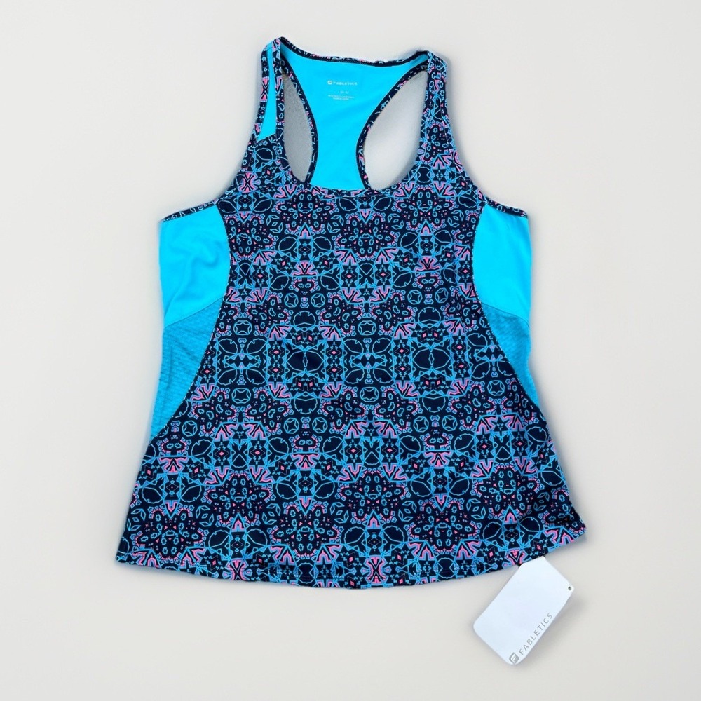 Fabletics Tank Top Size Large Blue Seamless Racerback Scoop Neck Pullover NWT